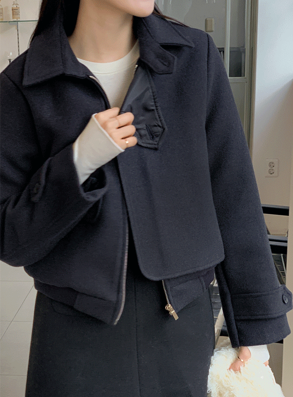 [밍크퍼안감] 건플랩 숏 블루종 자켓 (*2color)